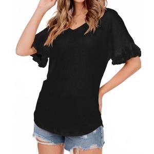 NEW SHOP BASIC women's short sleeve top in black